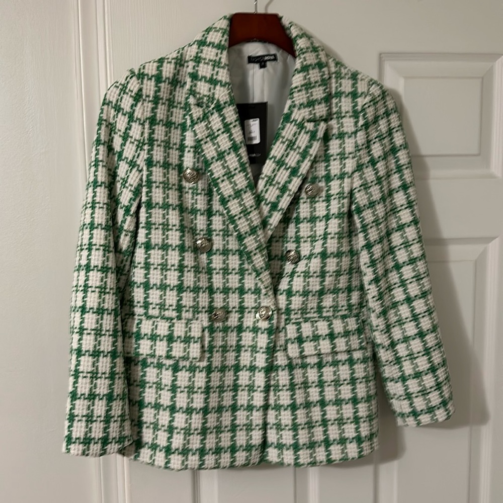 Winter white and green blazer size small